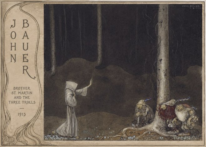 John Bauer Brother St. Martin and the Three Trolls No3 - Plakat