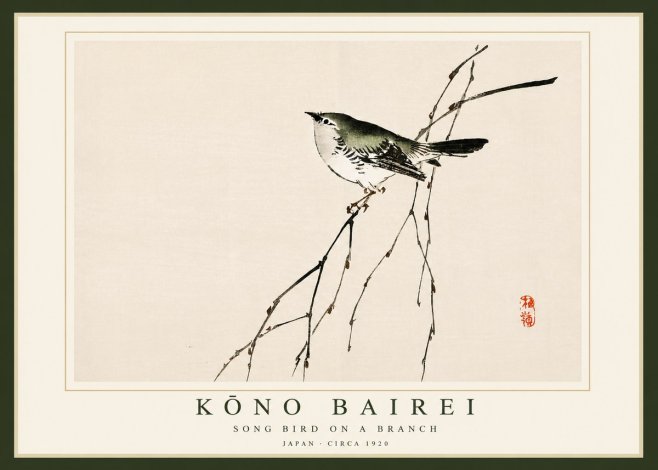 Kōno Bairei Song Bird on a Branch No4 - Plakat