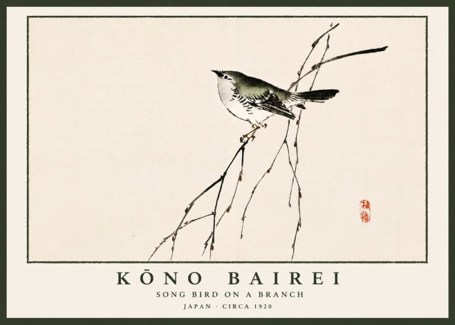 Kōno Bairei Song Bird on a Branch No5 - Plakat