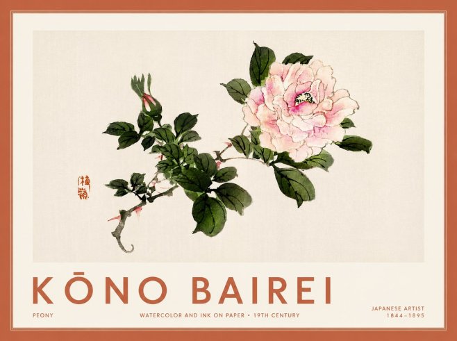 Kōno Bairei Peony No6 - Plakat