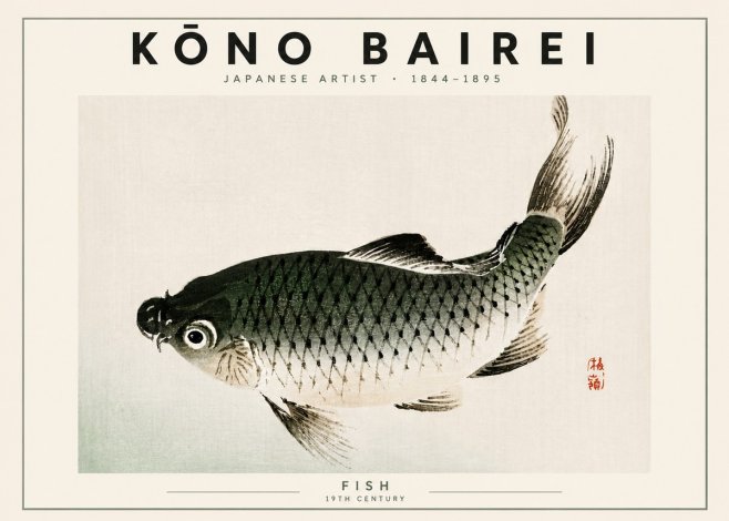 Kōno Bairei Fish No5 - Plakat