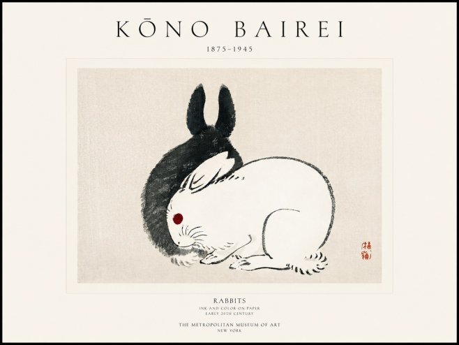 Kōno Bairei Rabbits No1 - Plakat