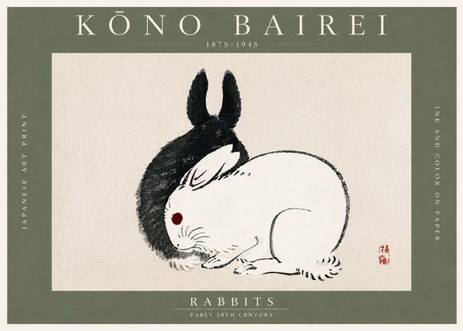 Kōno Bairei Rabbits No3 - Plakat
