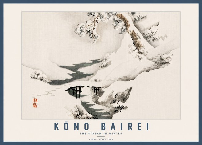 Kōno Bairei The Stream in Winter No6 - Plakat