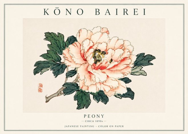 Kōno Bairei Peony No5 - Plakat