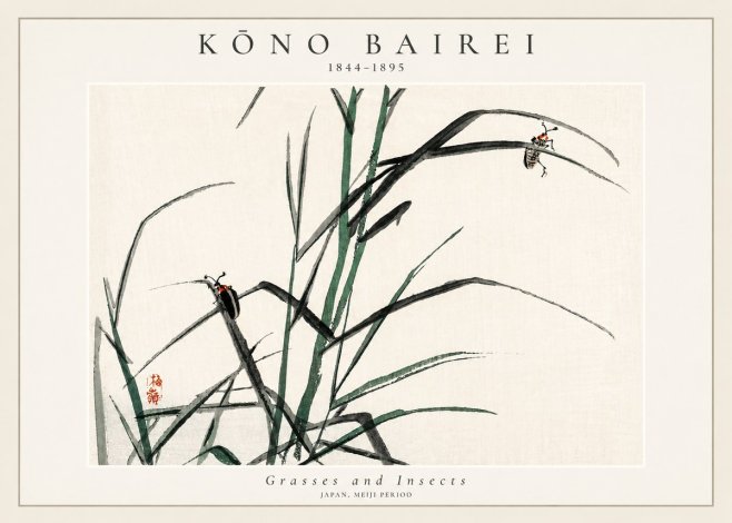 Kōno Bairei Grasses and Insects No3 - Plakat