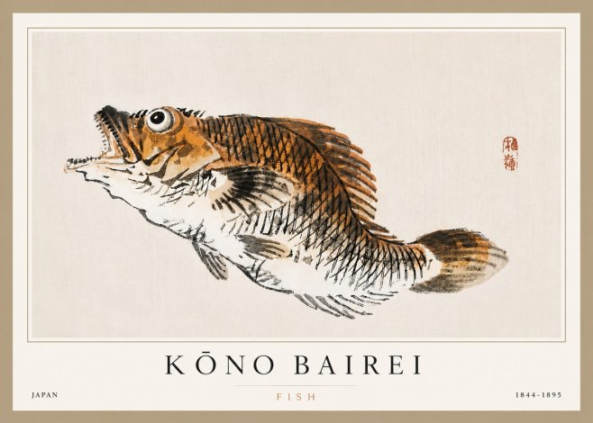 Kōno Bairei Fish No3 - Plakat