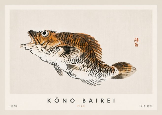 Kōno Bairei Fish No4 - Plakat