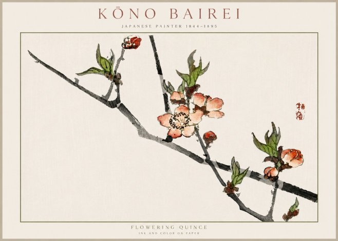 Kōno Bairei Flowering Quince No2 - Plakat