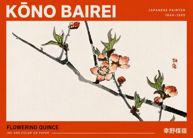 Kōno Bairei Flowering Quince No4 - Plakat