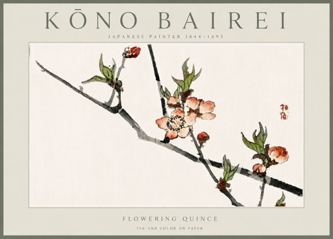 Kōno Bairei Flowering Quince No6 - Plakat