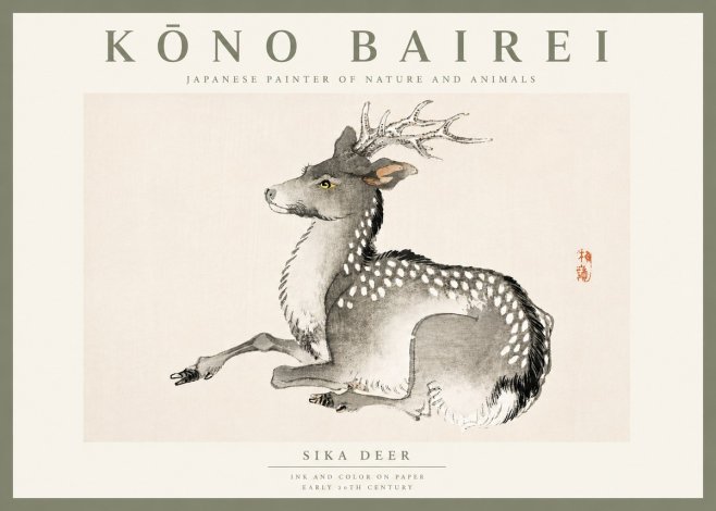 Kōno Bairei Sika Deer No5 - Plakat