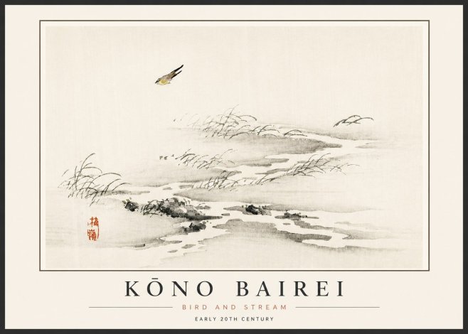 Kōno Bairei Bird and Stream No5 - Plakat