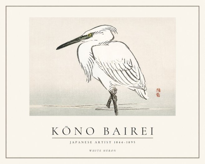 Kōno Bairei White Heron No1 - Plakat