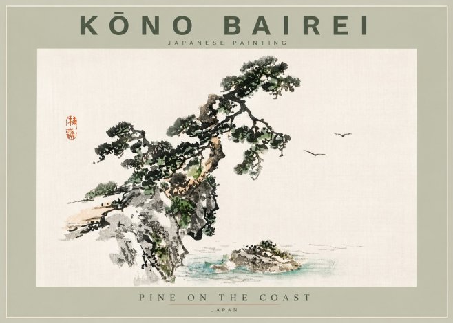 Kōno Bairei Pine on the Coast No4 - Plakat