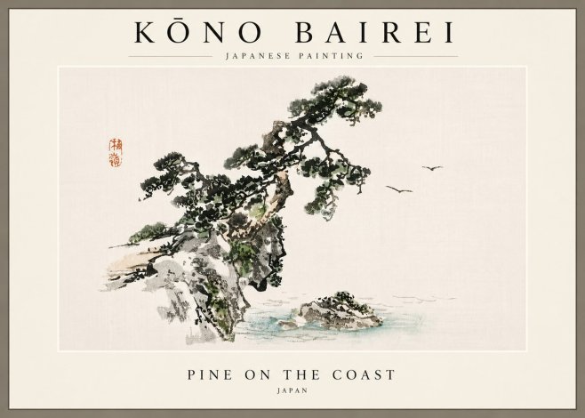 Kōno Bairei Pine on the Coast No6 - Plakat