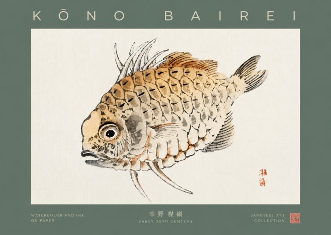 Kōno Bairei Fish No2 - Plakat