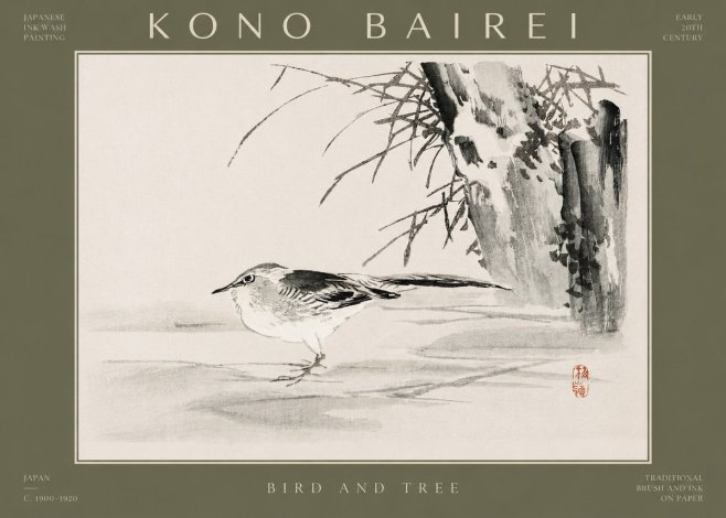 Kōno Bairei Bird and Tree No2 - Plakat