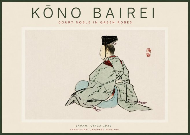Kōno Bairei Court Noble in Green Robes No4 - Plakat