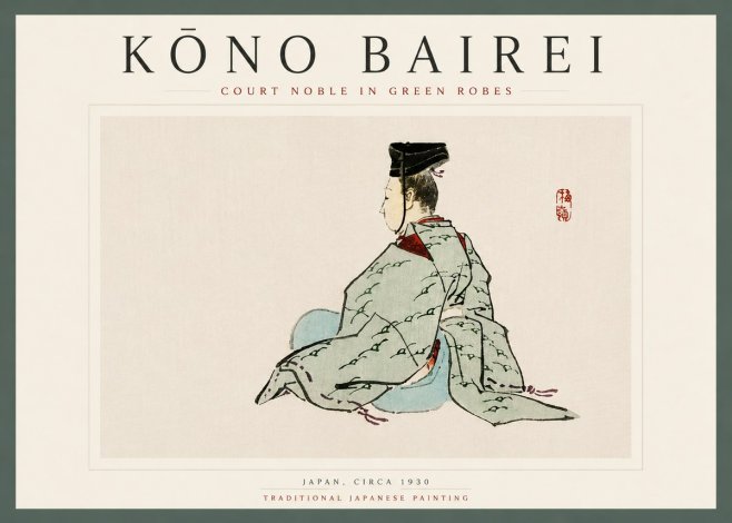 Kōno Bairei Court Noble in Green Robes No5 - Plakat