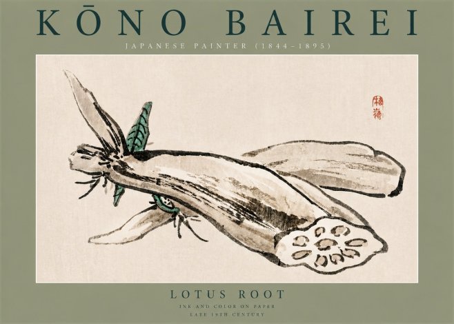 Kōno Bairei Lotus Root No2 - Plakat