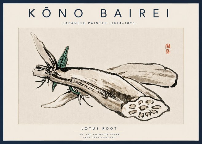 Kōno Bairei Lotus Root No4 - Plakat