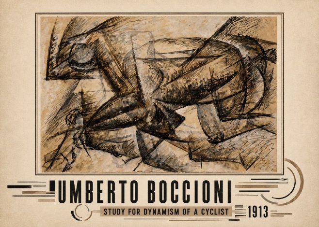 Umberto Boccioni Study for Dynamism of a Cyclist No3 - Plakat