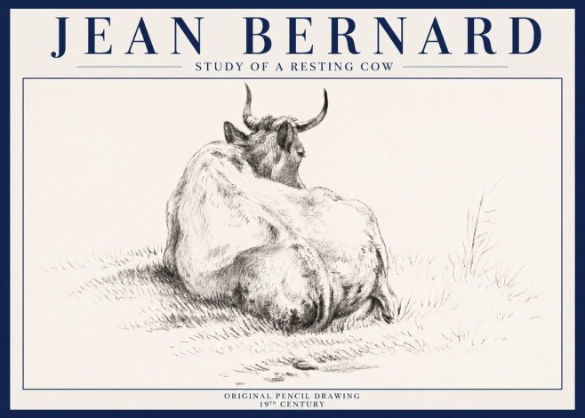 Jean Bernard Study of a Resting Cow I No3 - Plakat