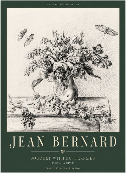 Jean Bernard Floral Still Life with Insects No3 - Plakat