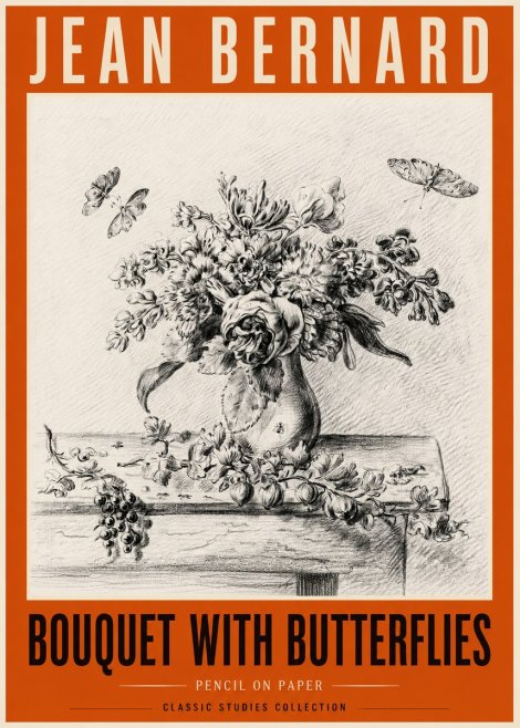 Jean Bernard Floral Still Life with Insects No6 - Plakat