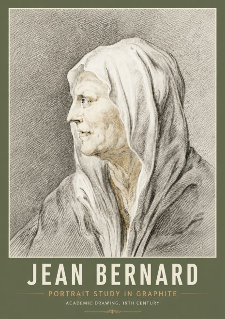 Jean Bernard Profile Study of a Hooded Figure No6 - Plakat