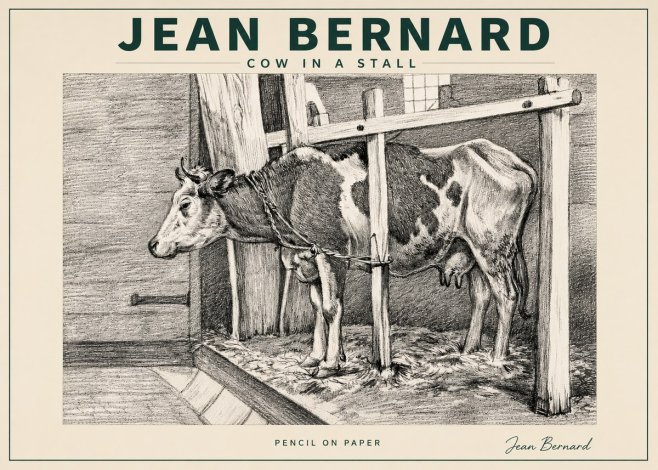 Jean Bernard Cow in a Stall No3 - Plakat