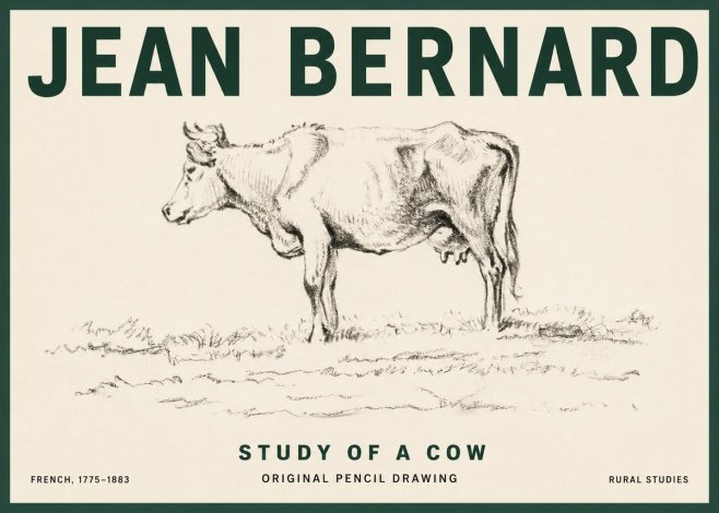 Jean Bernard Study of a Cow III No3 - Plakat