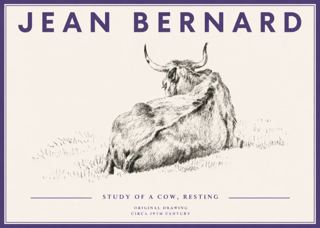 Jean Bernard Resting Bovine - Study in Graphite No5 - Plakat