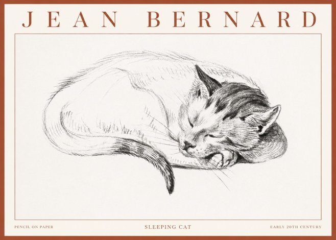 Jean Bernard Sleeping Cat IV No3 - Plakat
