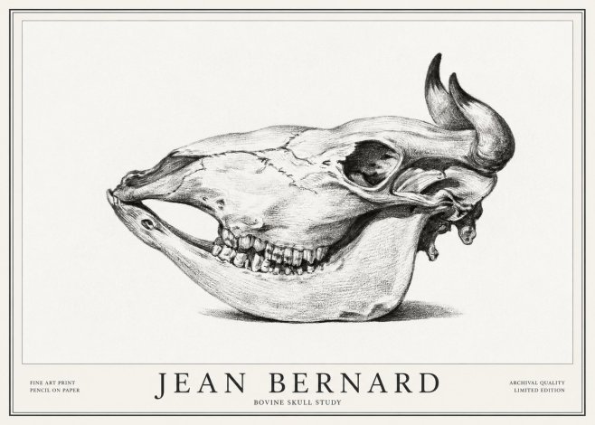 Jean Bernard Bovine Skull Study No1 - Plakat