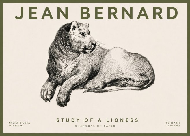 Jean Bernard Lying Lioness No5 - Plakat