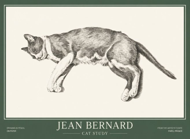 Jean Bernard Cat Study VII No1 - Plakat