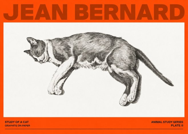 Jean Bernard Cat Study VII No4 - Plakat