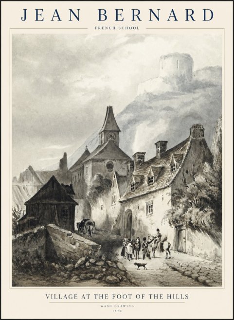 Jean Bernard Village at the Foot of the Hill No2 - Plakat