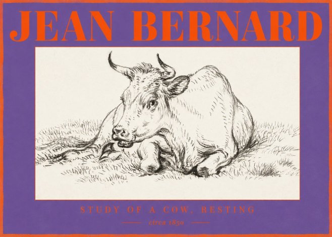 Jean Bernard Study of a Cow, Resting No2 - Plakat