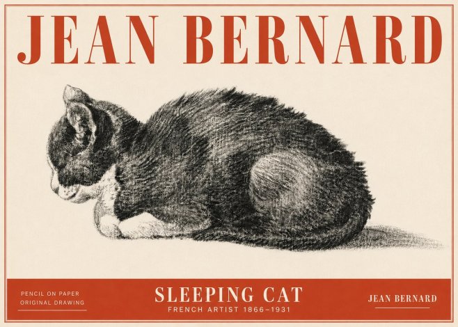 Jean Bernard Sleeping Cat VII No5 - Plakat