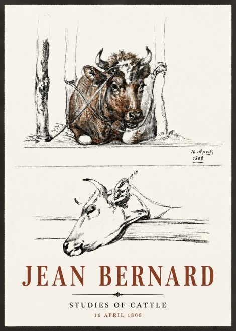 Jean Bernard Studies of Cattle III No6 - Plakat