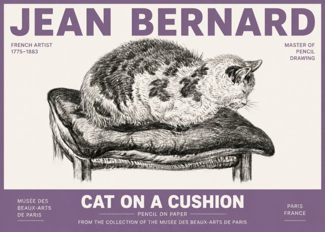 Jean Bernard Cat on a Cushion No4 - Plakat