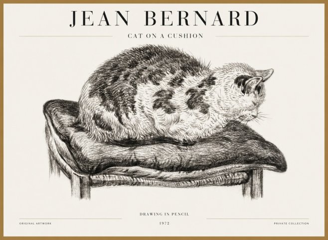 Jean Bernard Cat on a Cushion No5 - Plakat