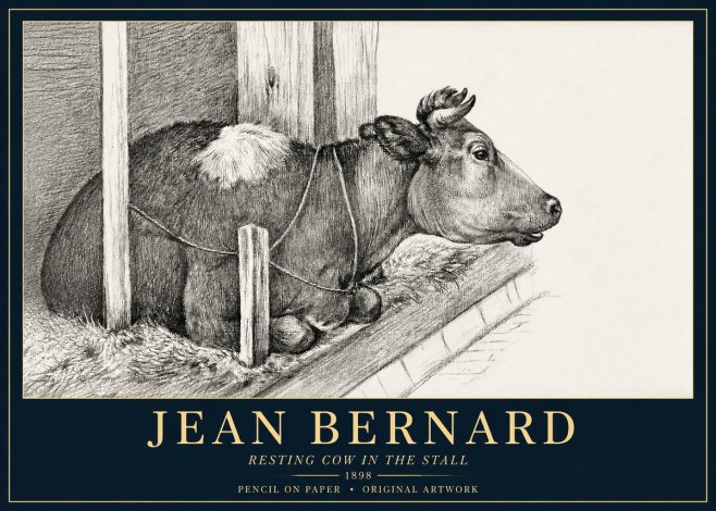 Jean Bernard Resting Cow in the Stall II No3 - Plakat