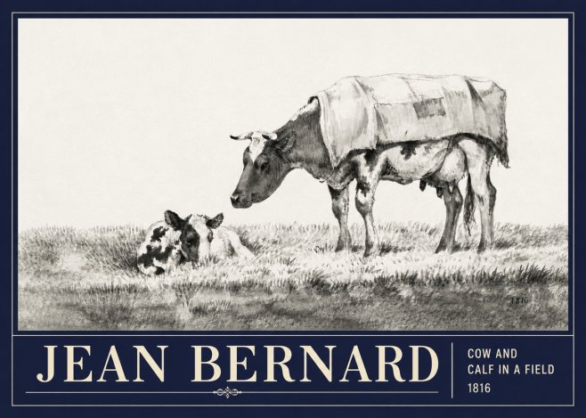 Jean Bernard Cow and Calf in a Field No3 - Plakat