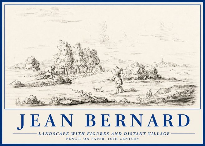 Jean Bernard Landscape with Figures and Distant Village No3 - Plakat