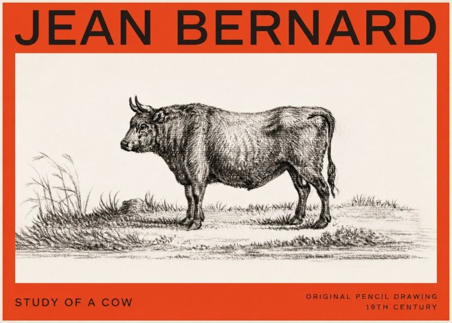 Jean Bernard Study of a Cow XIII No4 - Plakat