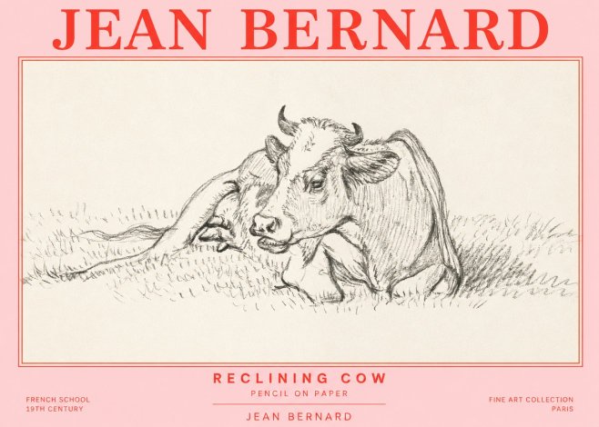 Jean Bernard Reclining Cow III No2 - Plakat
